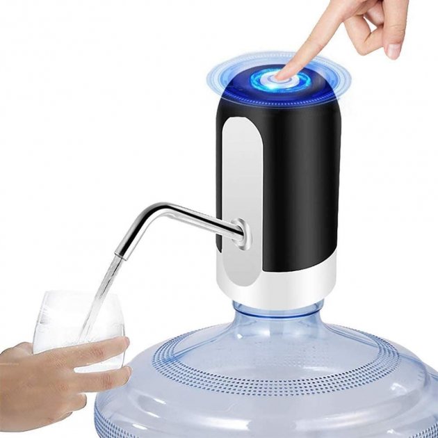 Електрична помпа для бутильованої води Automatic water dispenser з підсвічуванням на сулію 19 л Чорний