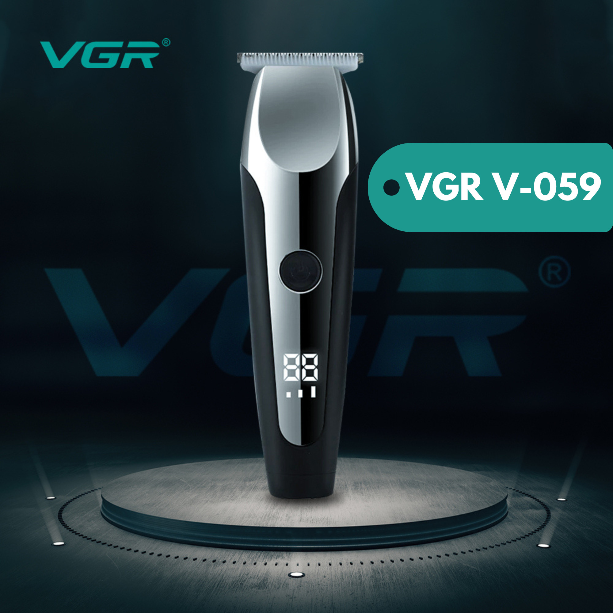 Машинка для стрижки волосся VGR V-059, Професійна бездротова машинка з LED-дисплеєм, тример, 6 насадок