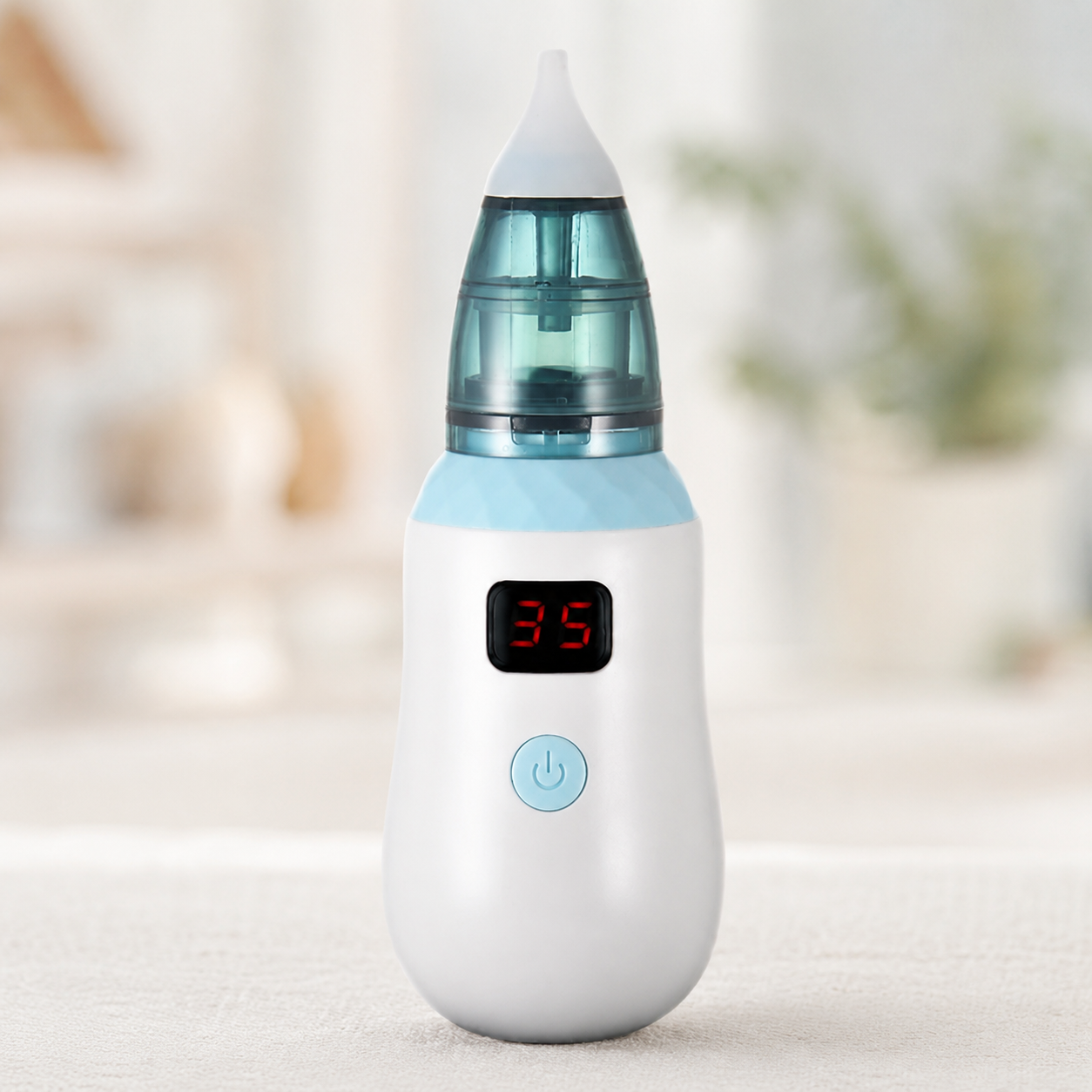 Аспіратор дитячий акумуляторний 2-в-1 BABY NOSE з LED-дисплеєм та регулятором потужності (WO-19)