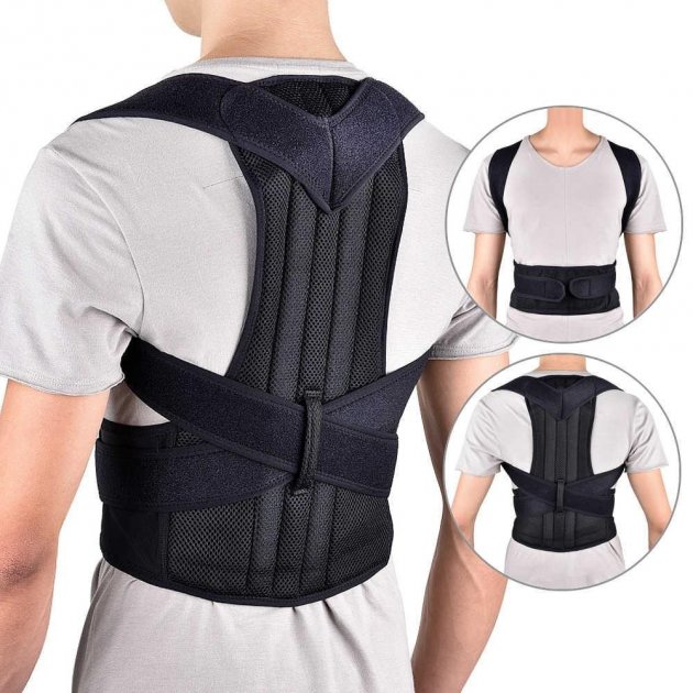 Грудопоперековий корсет коректор правильної постави Back Pain Need Help Чорний для рівної спини від сутулості