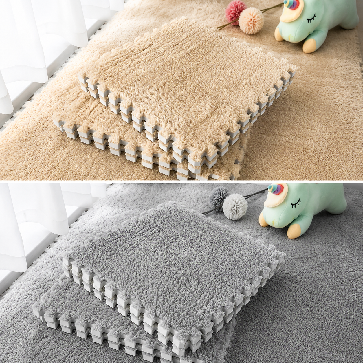 Килимок-пазл з плюшевим покриттям 10 пазлів 30х30х1.5 см