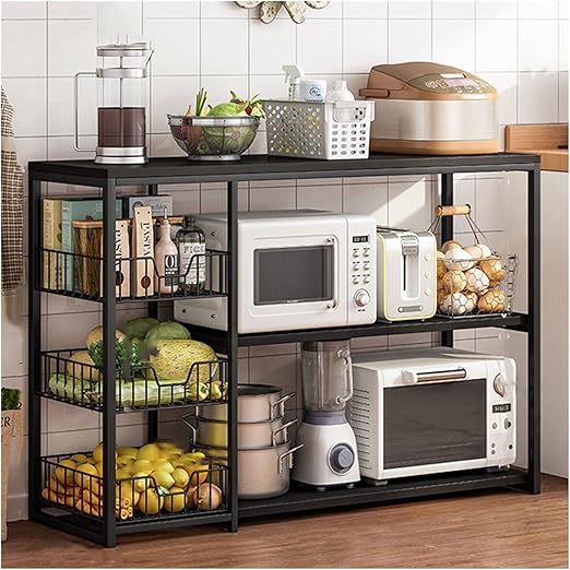 Триярусна кухонна полиця - органайзер / Полиця-стелаж XS-W56B 100х30х80см