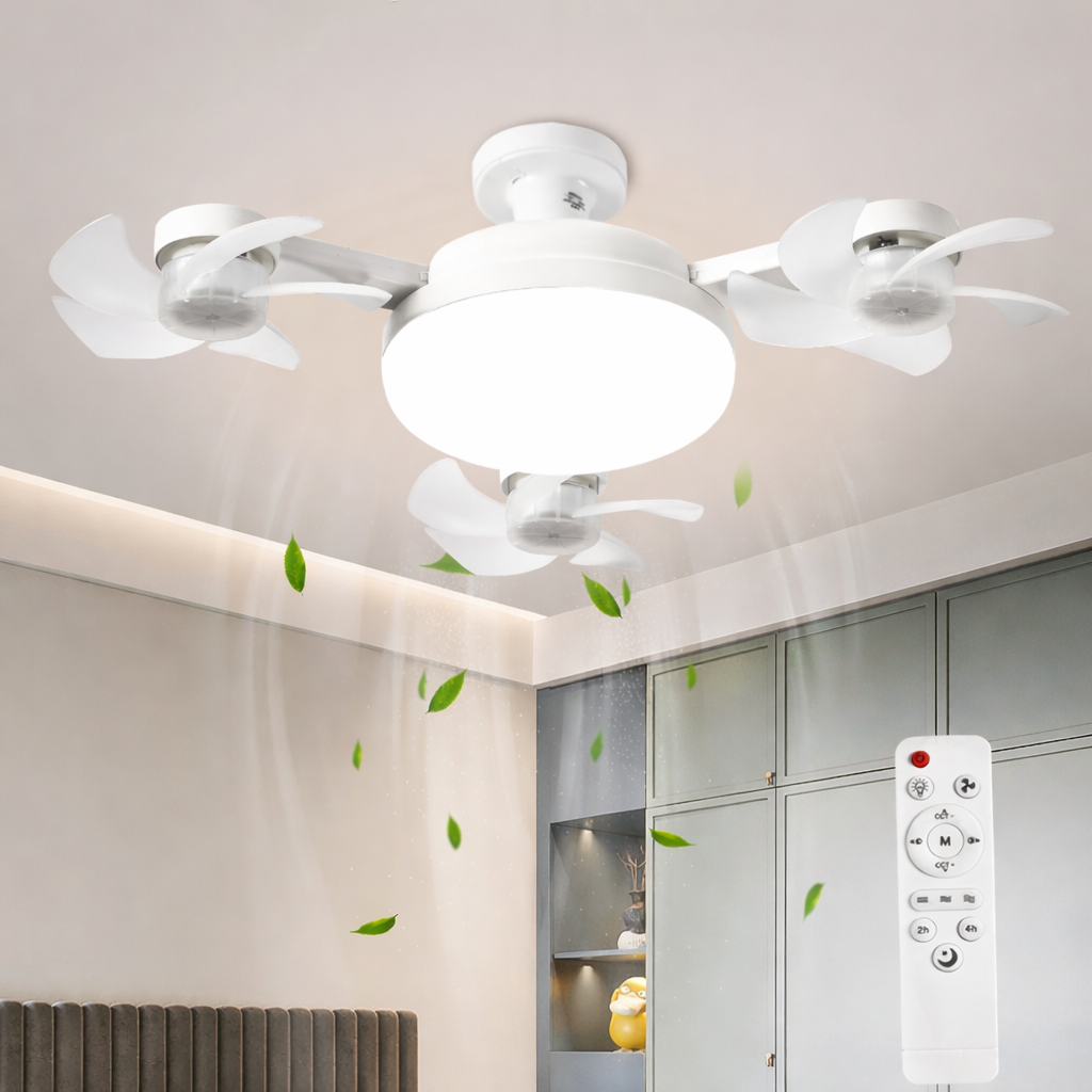 Світлодіодна стельова люстра-вентилятор AY1055 / LED лампа з вентилятором у патрон / Стельовий світильник-вентилятор 50W