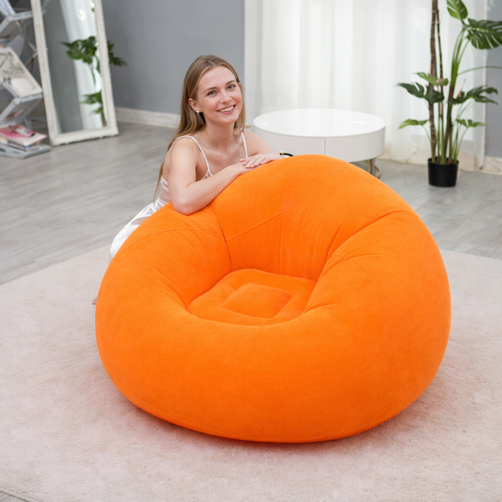 Надувне крісло-пуф Inflatable Sofa / Надувне крісло-мішок 110×110×85 см Помаранчевий