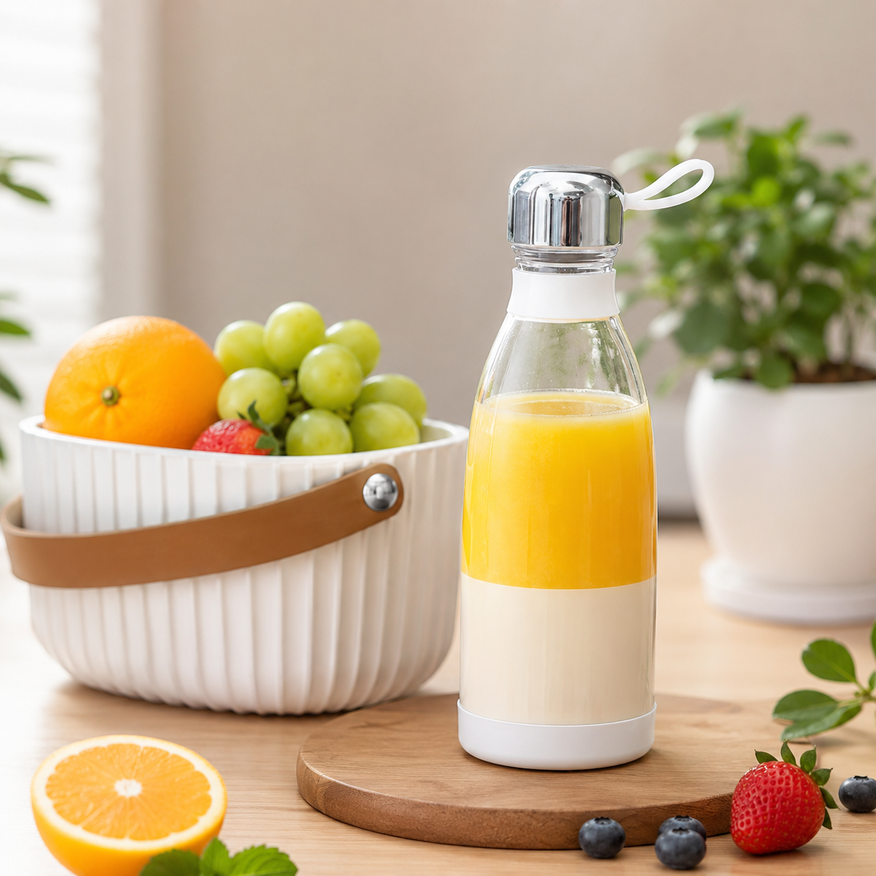 Портативний блендер у пляшці MINI JUICER / Блендер-пляшка 350 мл Блендер акумуляторний 40 Вт