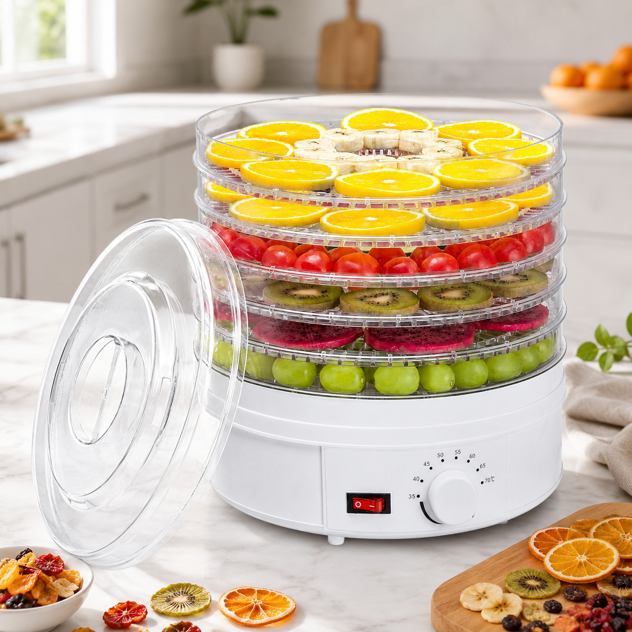 Сушарка для овочів, фруктів, грибів Maltec DryMaster 500W, 6 ярусів