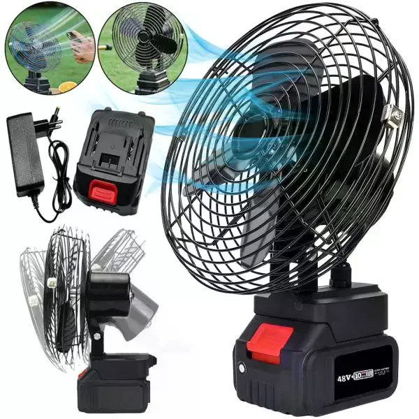 Акумуляторний вентилятор Lithium Electric Fan 48V чорний • Портативний бездротовий вентилятор з Li-ion акумулятором для дому, дачі, офісу та відпочинку