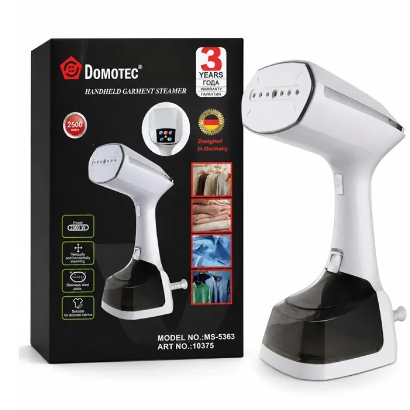 Ручний відпарювач DOMOTEC MS-5363 2500W з LED-дисплеєм • Потужний паровий відпарювач для одягу, штор і домашнього текстилю