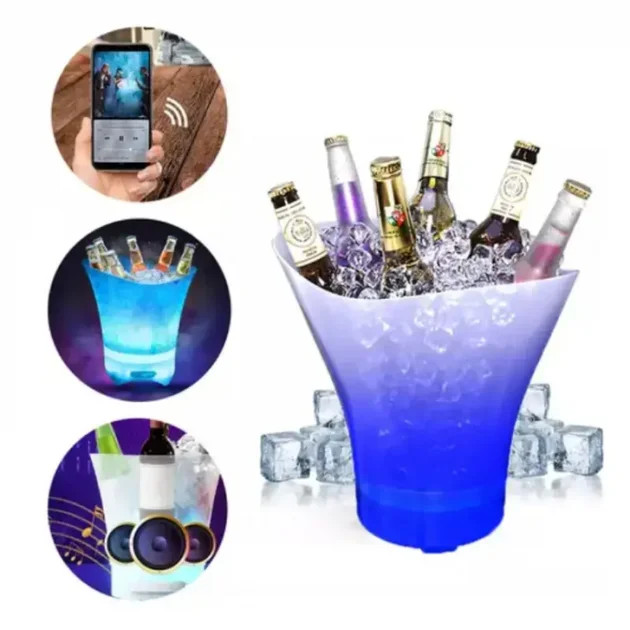 Світлове відро для льоду Bucket Light з Bluetooth • LED відро для напоїв, бару, вечірки, пікніка та сервірування