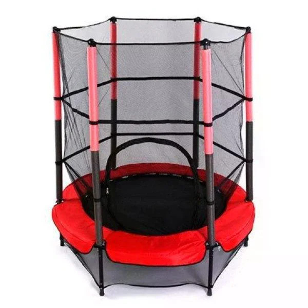 Дитячий батут Just Fun 140×160 см червоний із внутрішньою захисною сіткою • Батут-манеж Just Fun для дітей, дому, дачі, вулиці та активних ігор червоний