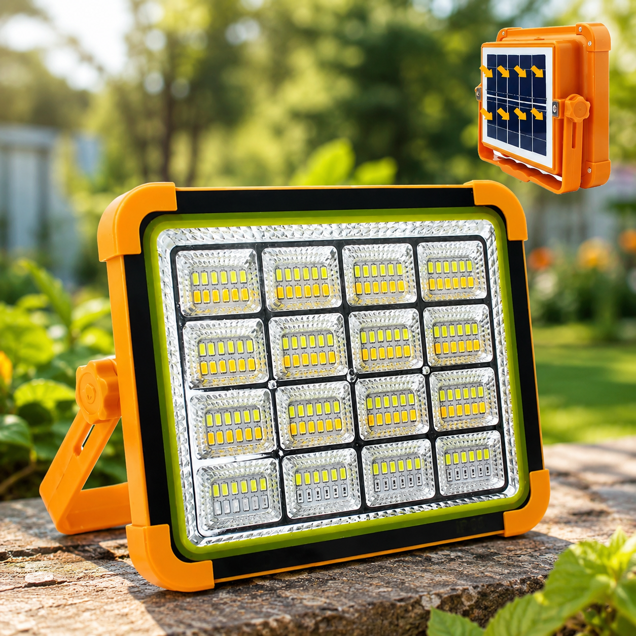 Акумуляторний прожектор PowerBank із сонячною панеллю / Світлодіодний Solar LED ліхтар 2400mAh