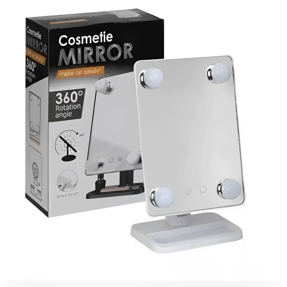 ОЧЕНКА! Компактне дзеркало з підсвіткою для макіяжу MCH Cosmetie Mirror 360 (погана коробка)