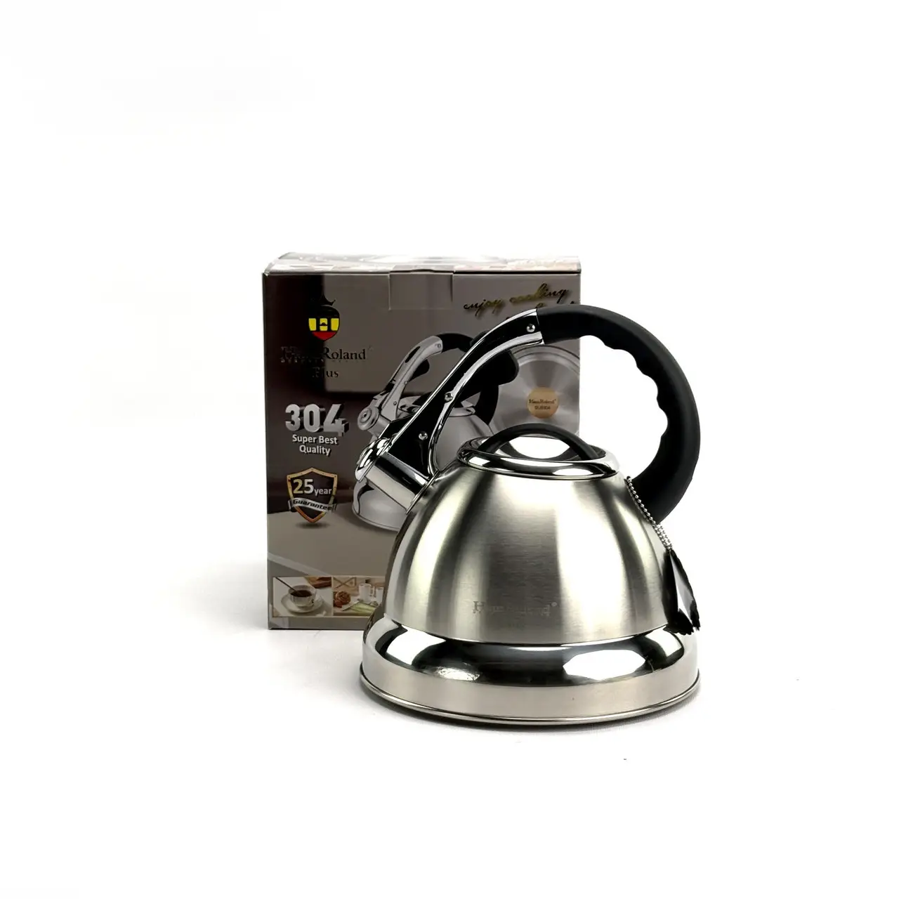 Чайник зі свистком Haus Roland HRS704, 3.5 л, неіржавка сталь. Сріблястий (HRS704)