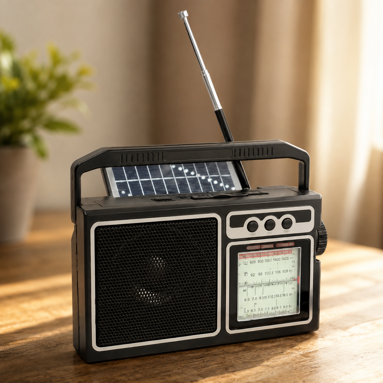 Радіоприймач GOLON RX-BT319S SOLAR з Bluetooth, USB, TF-картою та сонячною панеллю 5 Вт