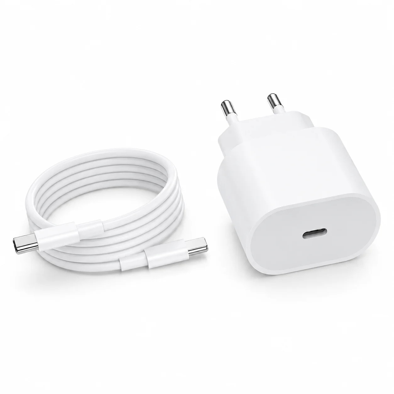 Мережевий зарядний пристрій 26X-199 35W USB-C білий • Адаптер швидкого заряджання 26X-199 з кабелем Type-C–Type-C 1 м для смартфонів і USB-C пристроїв