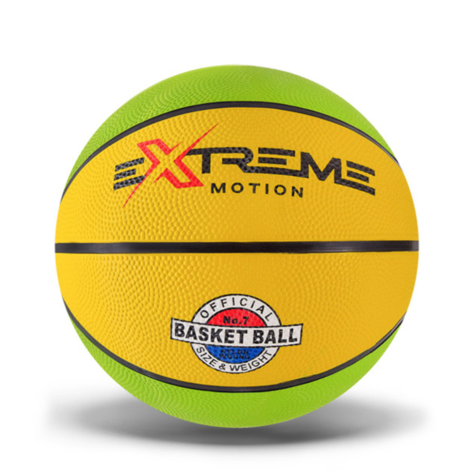М'яч баскетбольний Extreme Motion BB1485 № 7, 520 грам Зелено-жовтий