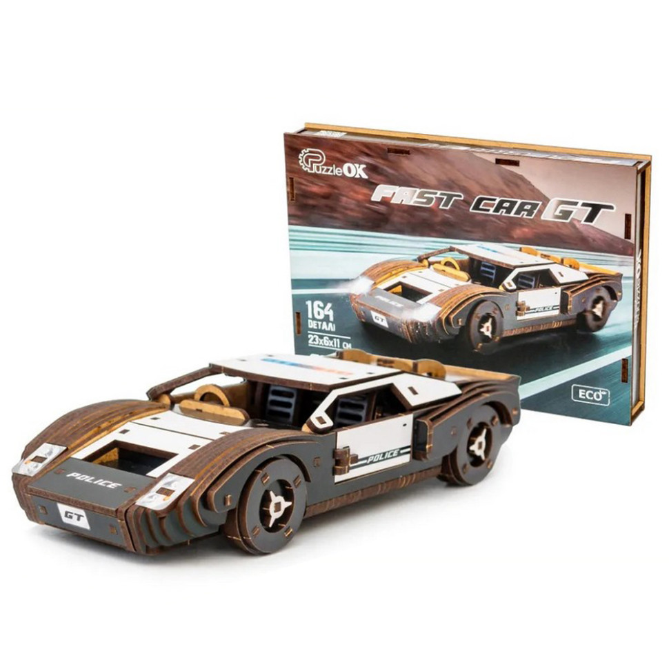Дерев'яний 3D конструктор Fast car Gt Puz-26916, 164 деталі