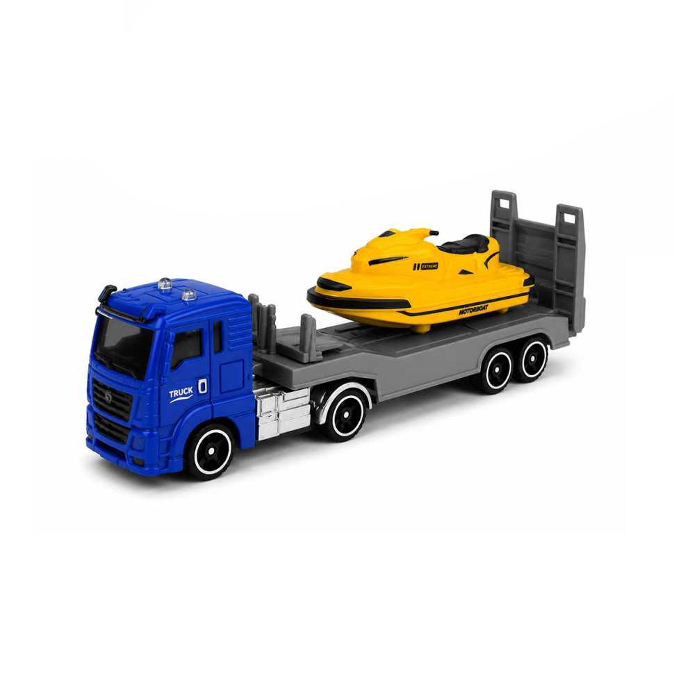Дитяча автомодель "Вантажівка з моторним човном" TechnoDrive 250424CG-1, масштаб 1:64