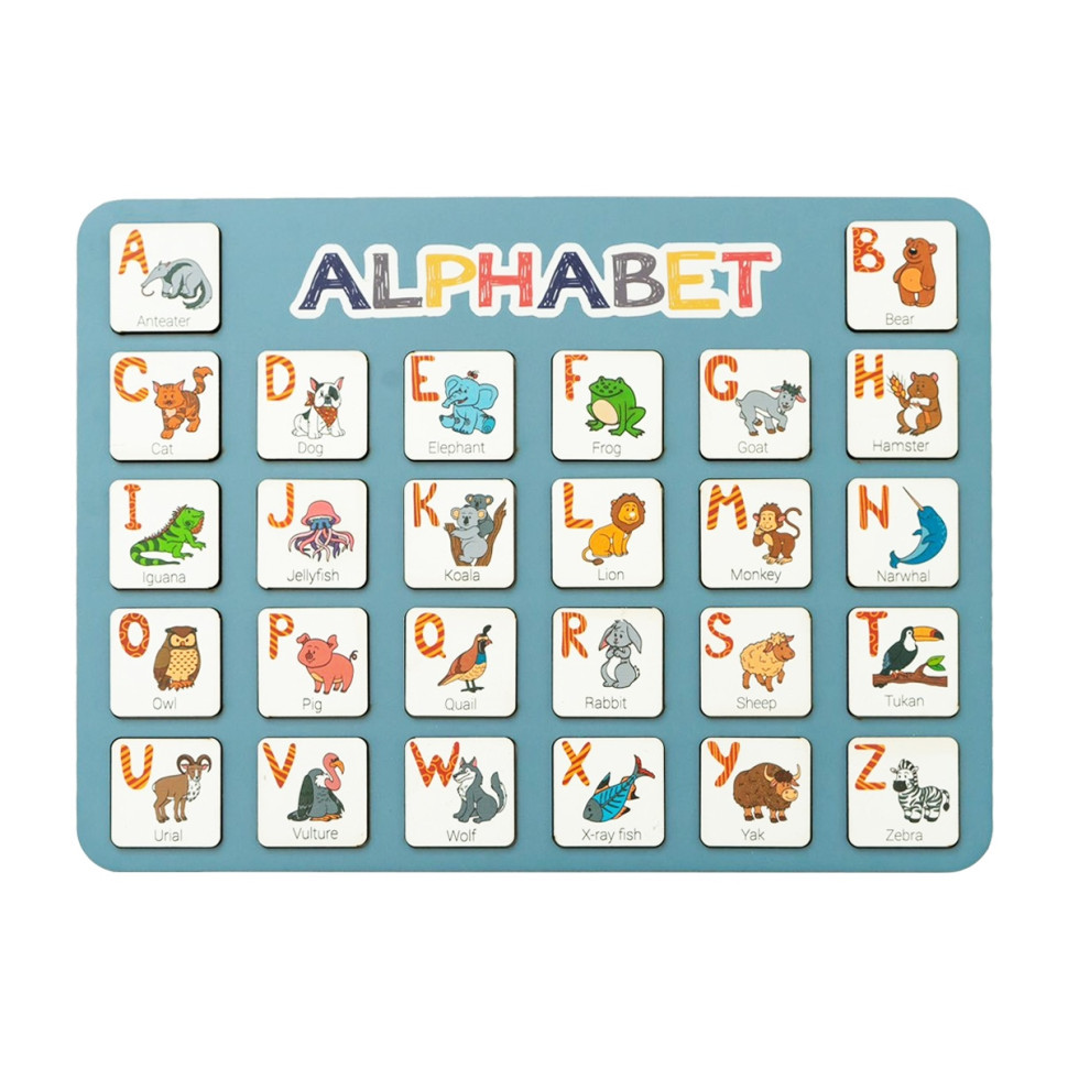 УЦІНКА!!! Дерев'яний алфавіт-вкладиш "ALPHABET" Vladico 3240-03-002-UC синій 29х39 см