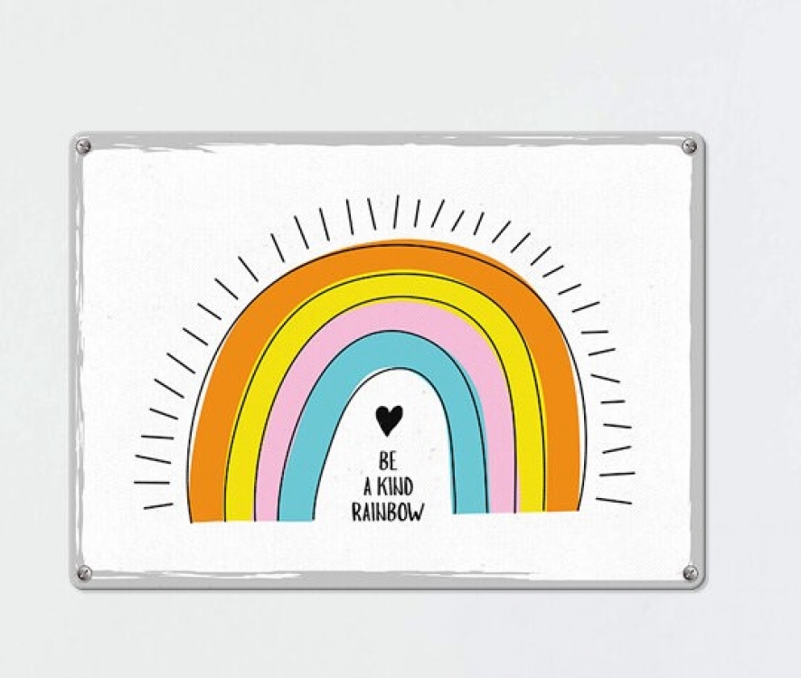 Табличка интерьерная металлическая Be a kind rainbow
