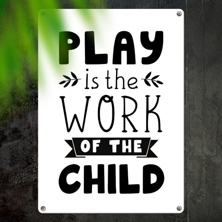 Табличка интерьерная металлическая Paly is the work of the child
