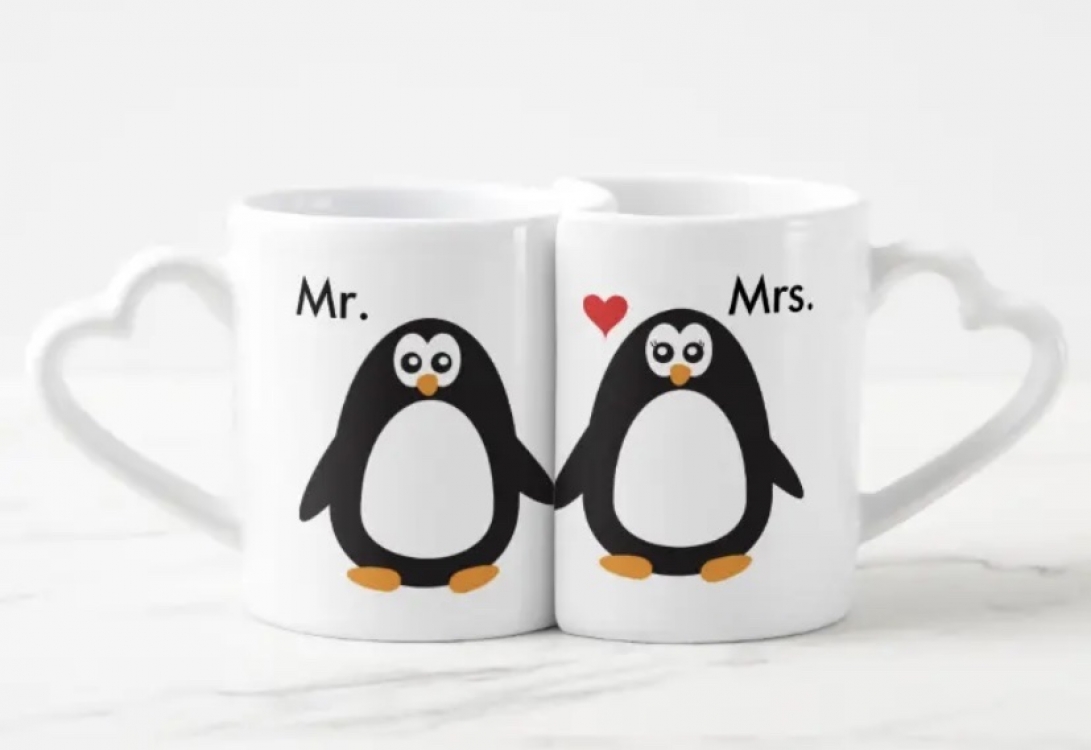 Парні чашки для закоханих в формі серця Mr&Mrs