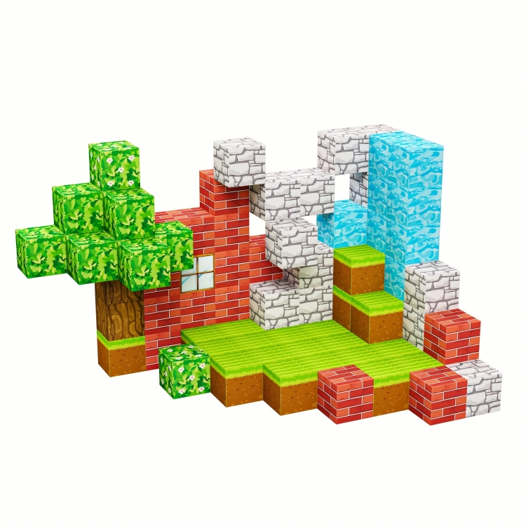 Магнітний конструктор Minecraft Будиночок з водоспадом в лісі на 91 кубиків