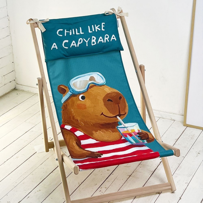 Шезлонг складний для пляжу та басейну Chill like a capybara