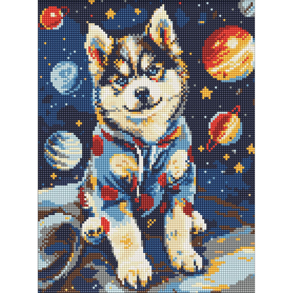 Алмазна мозаїка "Космічний хаски" AMO8075, 30x40 см