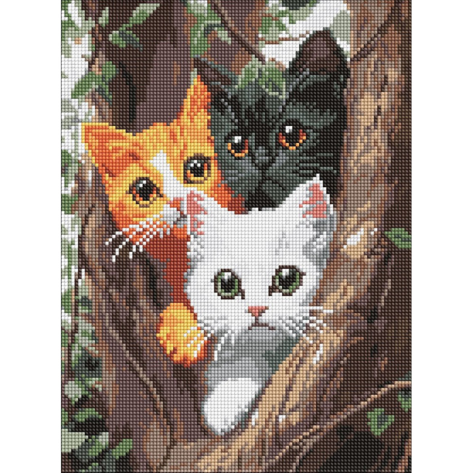Алмазна мозаїка "Котики на дереві" ©art_selena_ua AMO8299, 30х40 см