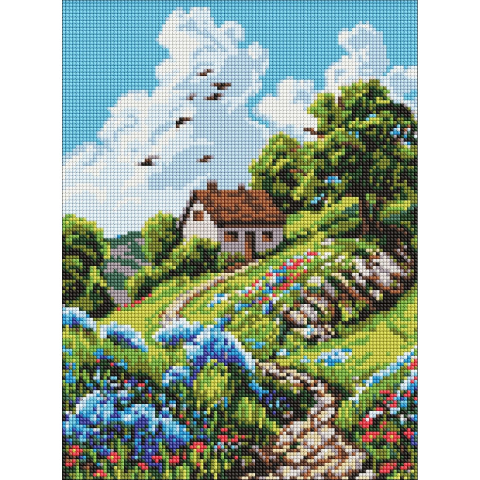 Алмазна мозаїка "Затишна хатинка на пагорбі" ©art_selena_ua AMO20444, 30х40 см