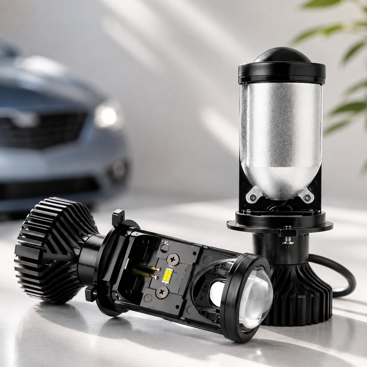 Автомобільні LED лампи Y6 H4 / Світлодіодні автомобільні лампи 90W 5000K з лінзами