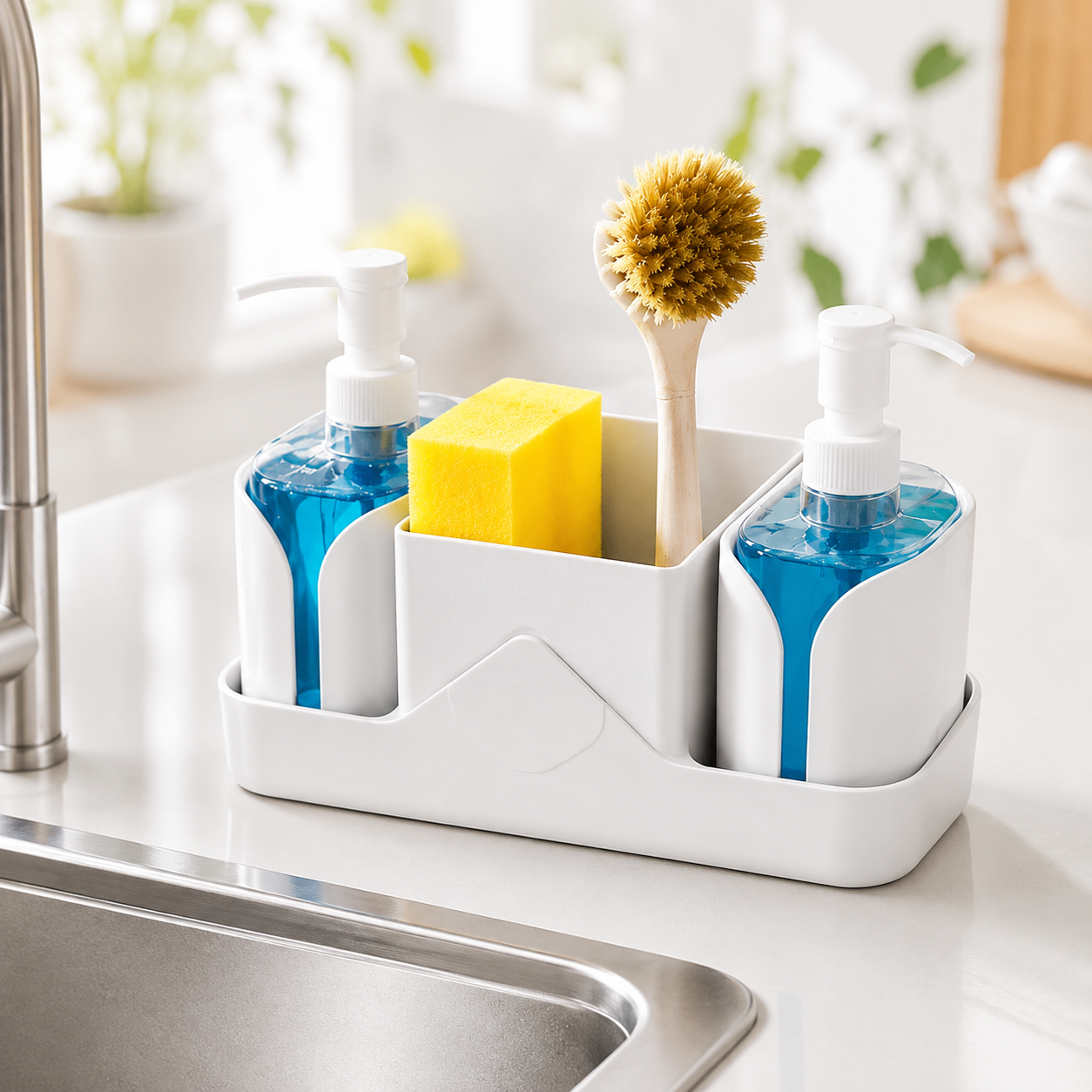 Організатор з дозатором для мила / Multifunctional Soap Dispenser / Органайзер для кухонного мийки