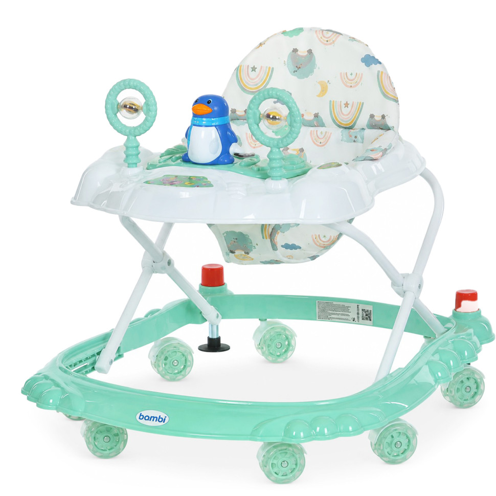Дитячі Ходунки M 3168-1(Turquoise) музичні та світлові ефекти, зі стопором