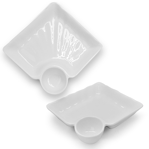 Блюдо з соусницею порцеляна "White Classic" 7.5" (18*17*3.5см)