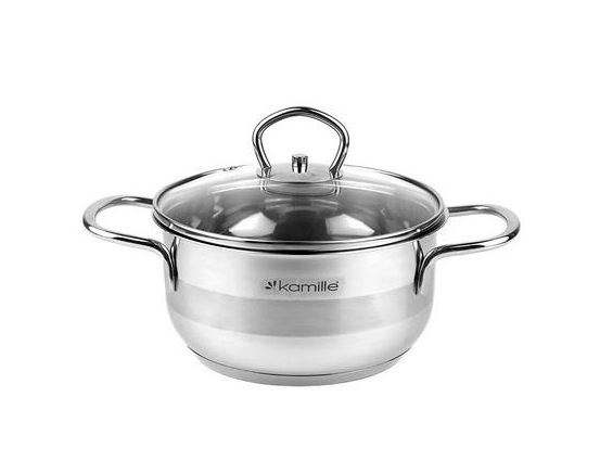 Каструля з нержавіючої сталі 2л 18*9 см Kamille KM-5412