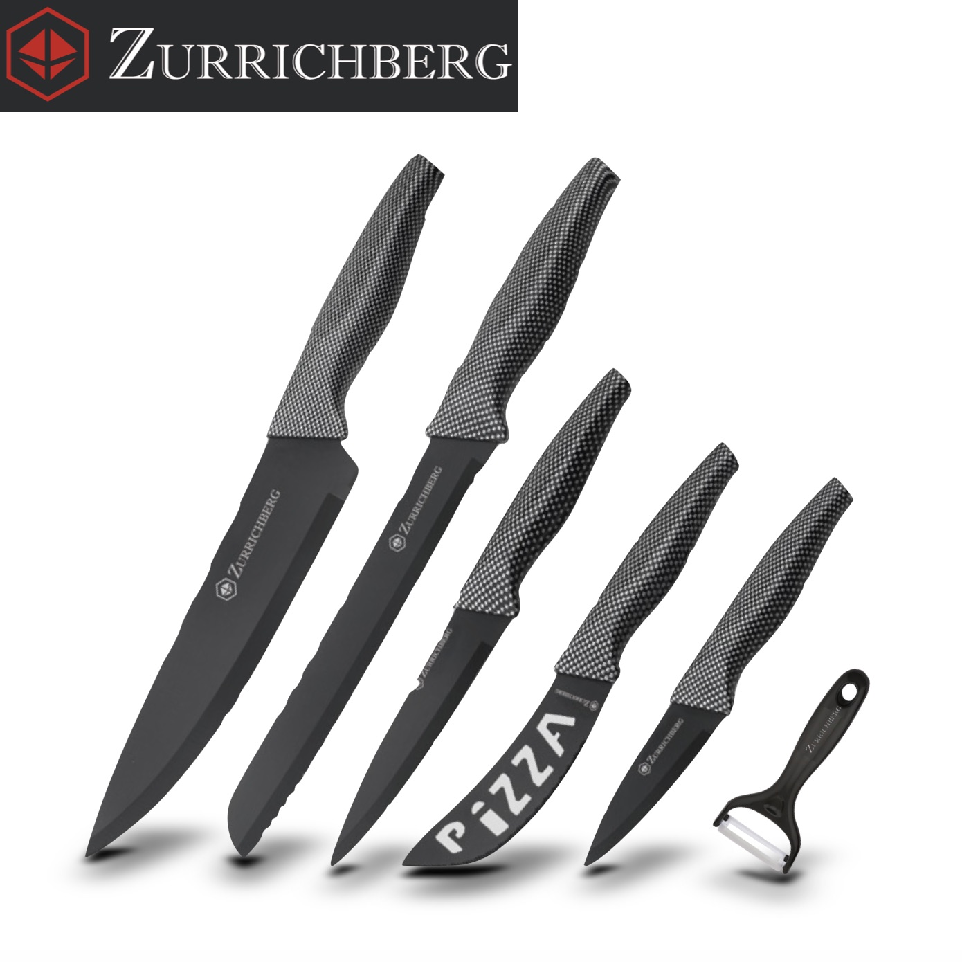 Набір ножів 5+1 предметів з нержавіючої стали RED COLOR CARBON Zurrichberg ZBP-7401R