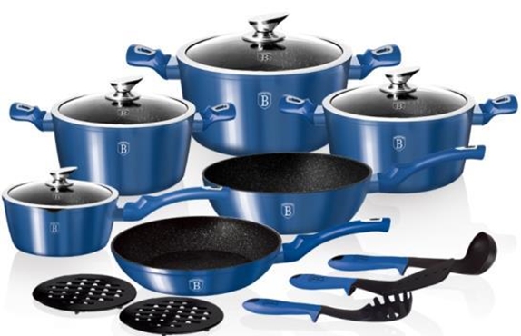 Набір посуду Berlinger Haus Metallic Line Royal Blue Edition 15 предметів BH-1659N