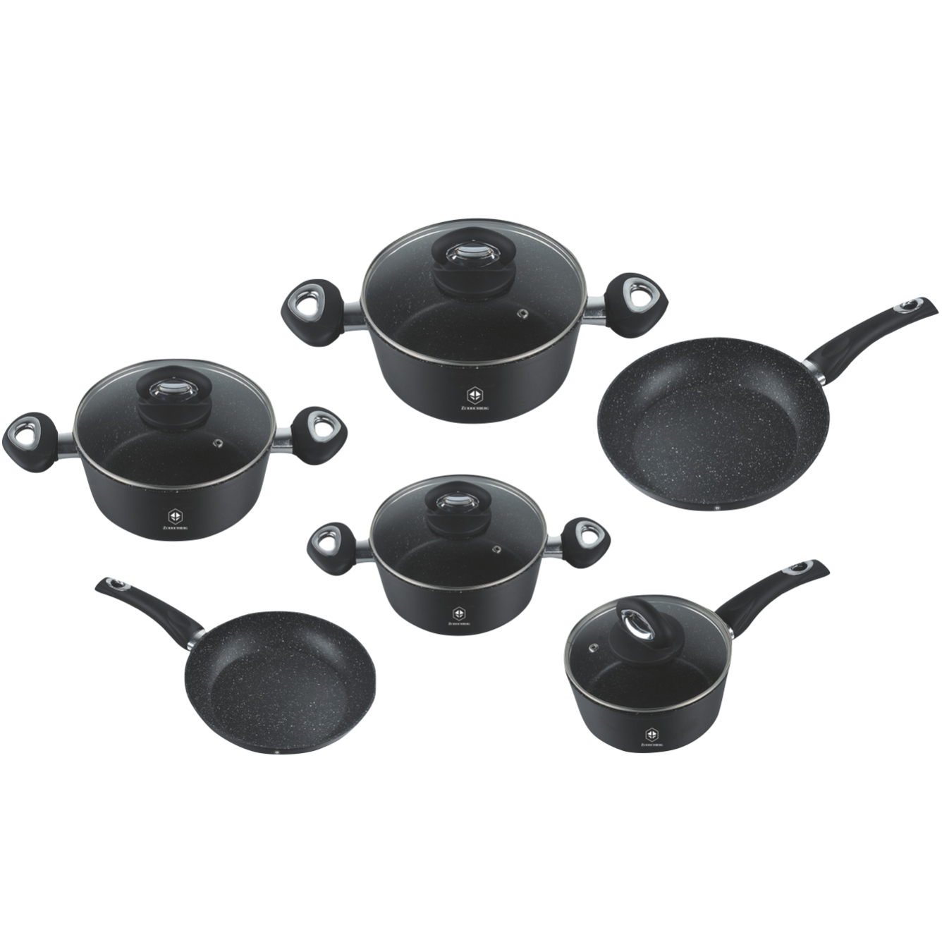 Набір посуду з мармуровим покриттям ZBP-7154 black