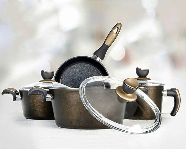 Набір посуду 7 предметів Casa Royal Elite Titanium T-UKR2030 Brown