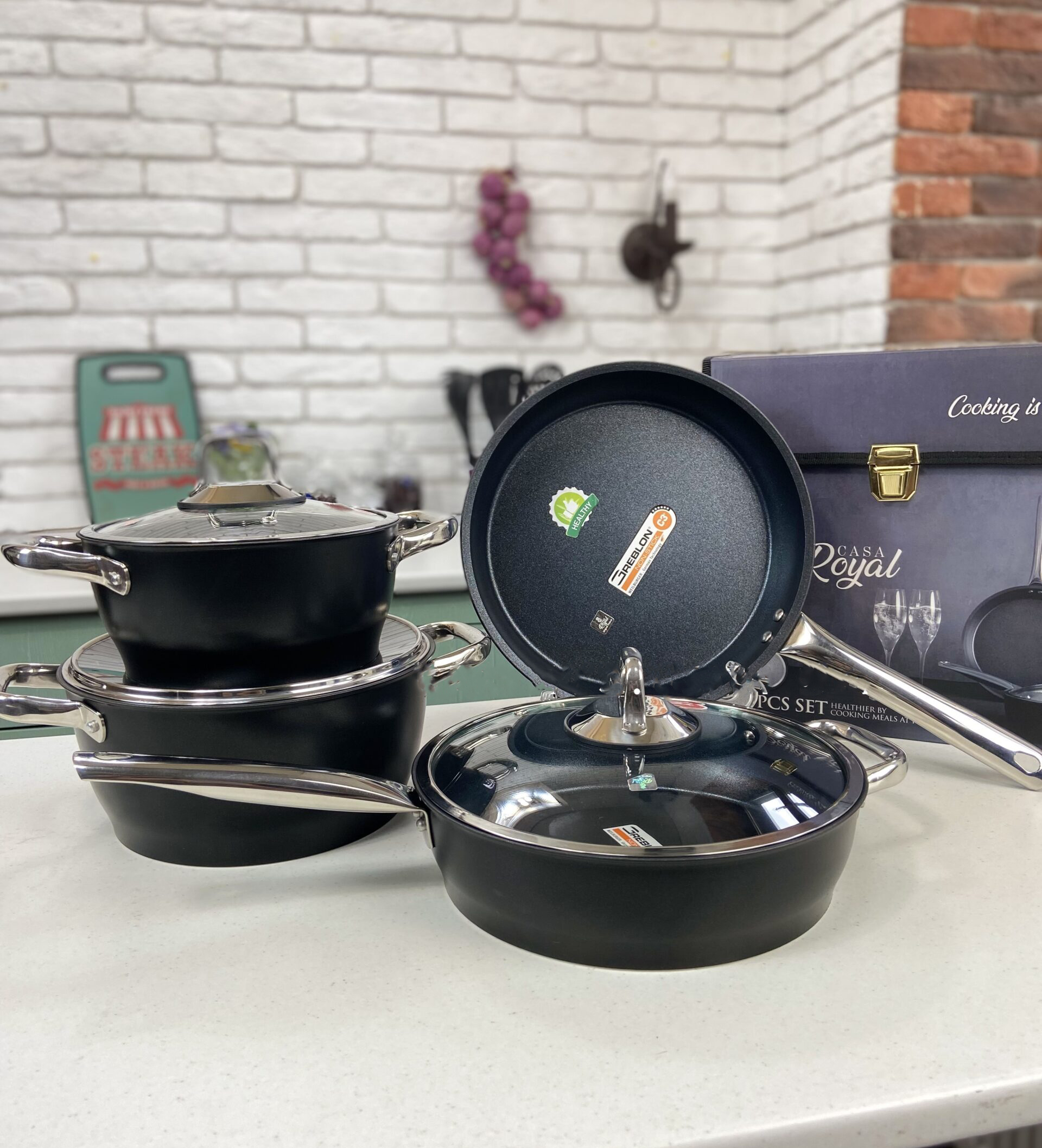 Набір посуду 7 предметів Greblon Diamond Pro Casa Royal Pearl P-UKR2010