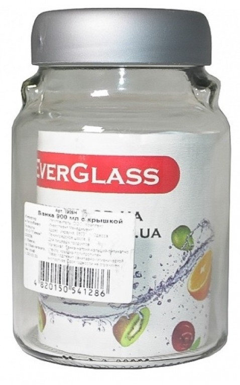 Банка для сипучих продуктів EverGlass із пластиковою кришкою 900 мл 1905Н
