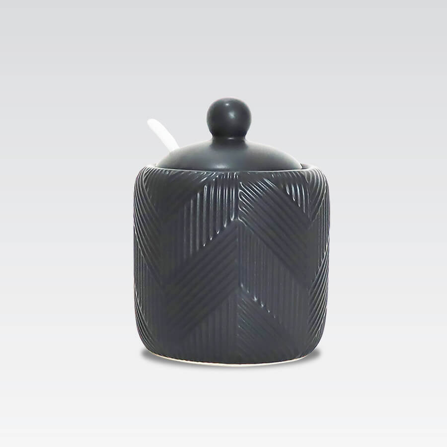 Цукорниця керамічна з ложкою 300 мл Geometry Black Maestro MR-20003-09