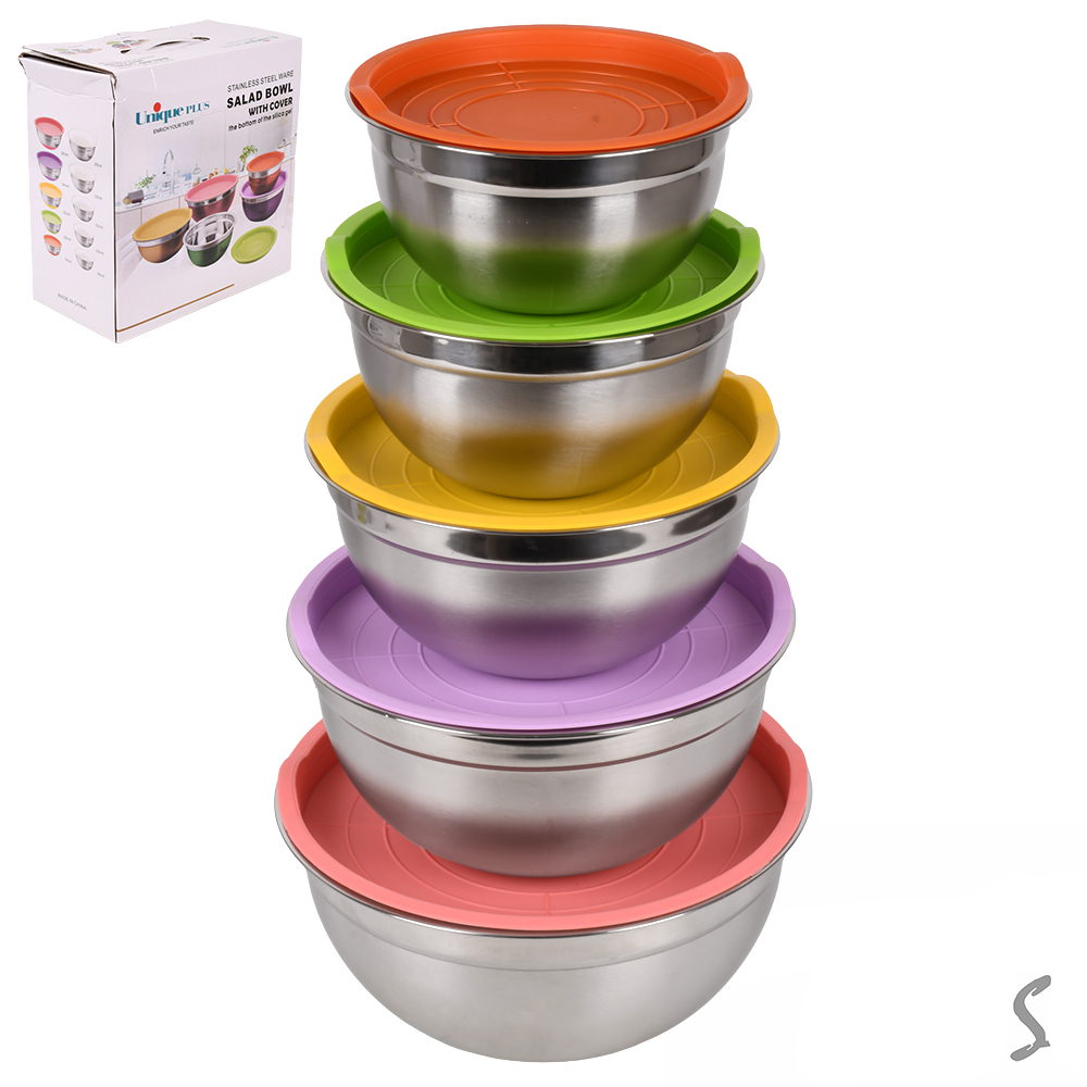 Bowls with lids, SS, 10-piece set, 18/20/22/24/26 cm Home R93816-10